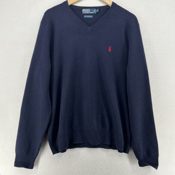 Polo Ralph Lauren Sweaters - POLO RALPH LAUREN Sweater Womens XL 100% Lambswool V-Neck Pullover Jumper Blue